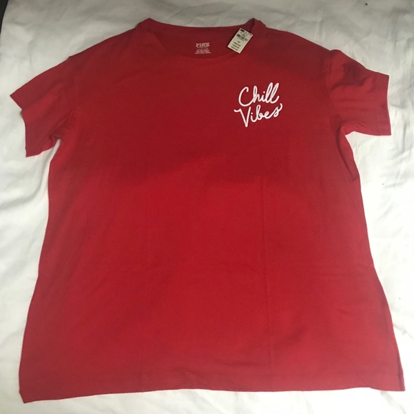 PINK Victoria's Secret Tops - PINK: Red “chill vibes” t shirt